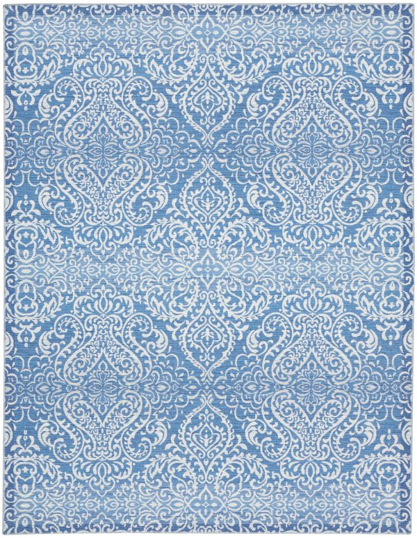 Waverly Washables Collection WAW03 Blue Contemporary Power-Loomed Rug Discount