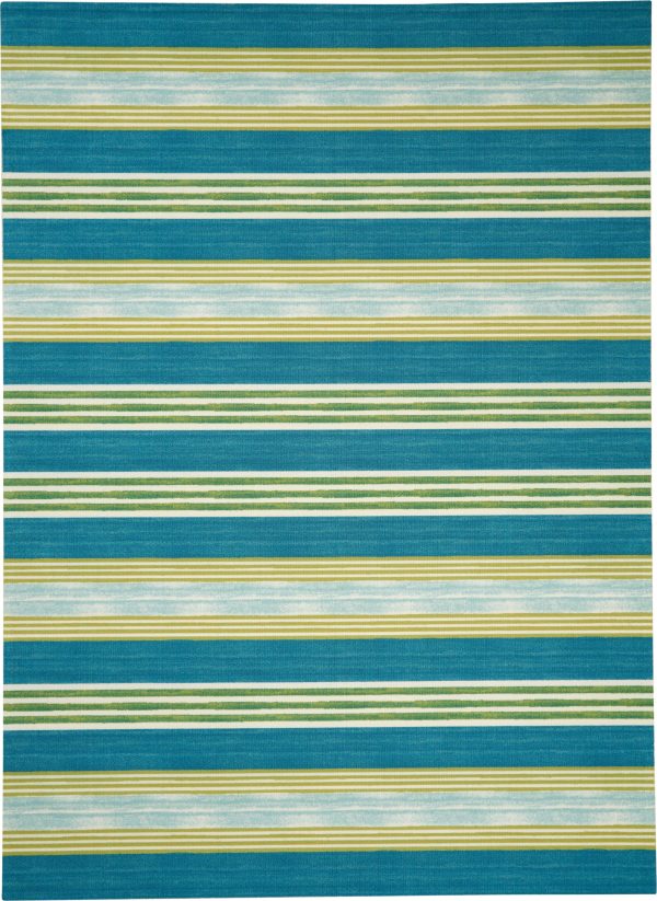 Waverly Sun N Shade SND71 Green Teal Contemporary Power-Loomed Rug Online