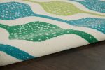 Waverly Sun N Shade SND70 Ivory Aqua Contemporary Power-Loomed Rug Online now