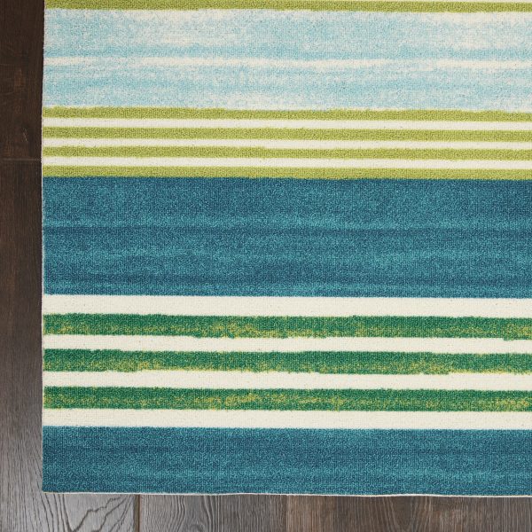 Waverly Sun N Shade SND71 Green Teal Contemporary Power-Loomed Rug Online