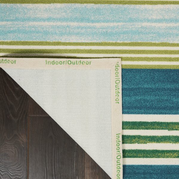 Waverly Sun N Shade SND71 Green Teal Contemporary Power-Loomed Rug Online