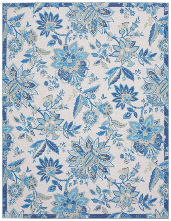 Waverly Washables Collection WAW01 Ivory Blue Contemporary Power-Loomed Rug Online