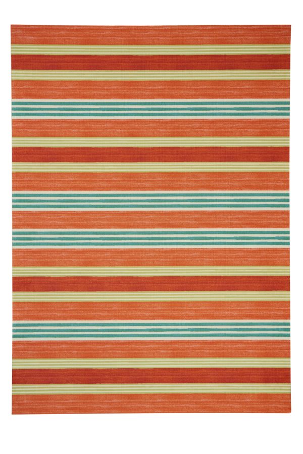 Waverly Sun N Shade SND71 Orange Contemporary Power-Loomed Rug For Discount