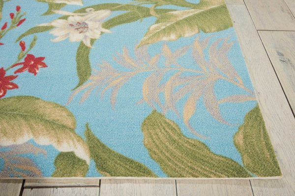 Waverly Sun N Shade SND46 Aqua Contemporary Power-Loomed Rug Sale