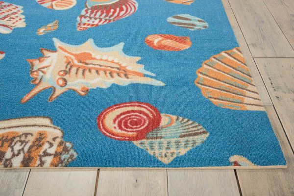 Waverly Sun N Shade SND22 Azure Contemporary Power-Loomed Rug Hot on Sale