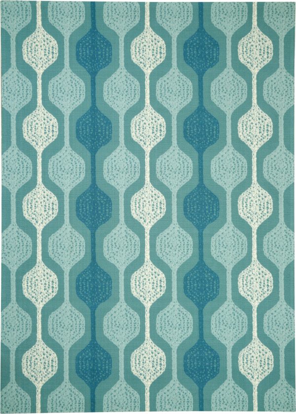 Waverly Sun N Shade SND70 Aqua Contemporary Power-Loomed Rug Sale