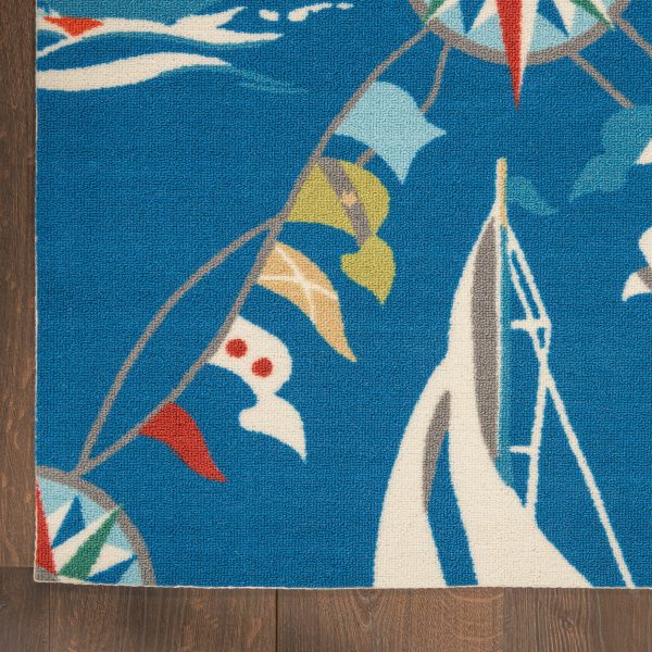 Waverly Sun N Shade SND89 Navy Contemporary Power-Loomed Rug Cheap