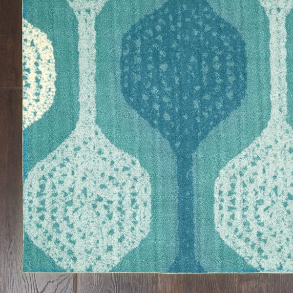 Waverly Sun N Shade SND70 Aqua Contemporary Power-Loomed Rug Sale