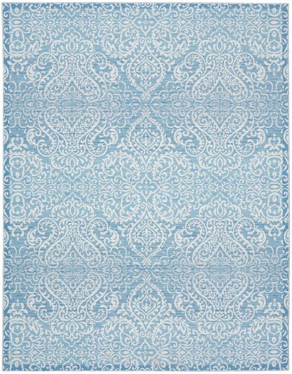 Waverly Washables Collection WAW03 Aqua Contemporary Power-Loomed Rug For Cheap