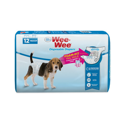 Four Paws Wee-Wee Disposable Dog Diapers Diaper, 1 Each Medium( 12 Count) by Four Paws Fashion