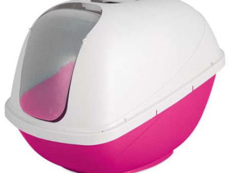 Petmate Basic Hooded Cat Litter Box Hot Pink Base Pearl White Hood, 1 Each Jumbo by Petmate Discount