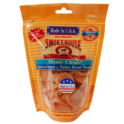 Smokehouse USA Made Prime Chips Dog Treat Chicken & Turkey, 1 Each 4 Oz by Smokehouse Online now