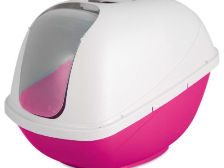 Petmate Basic Hooded Cat Litter Box Hot Pink Base Pearl White Hood, 1 Each Large by Petmate Hot on Sale