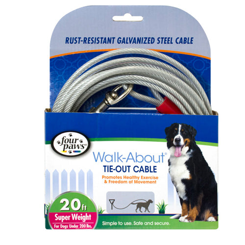 Four Paws Dog Super Tie Out Cable Silver, 1 Each 20 ft by Four Paws Fashion